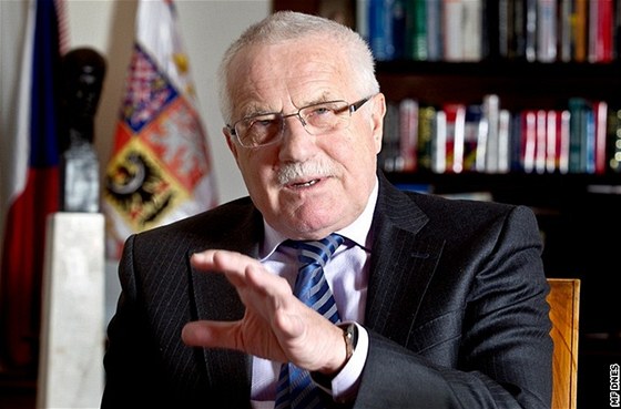 Prezident Václav Klaus pi rozhovoru pro MF DNES