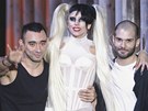 Stylista Nicola Formichetti, zpvaka Lady Gaga a návrhá Sebastien Peigne 