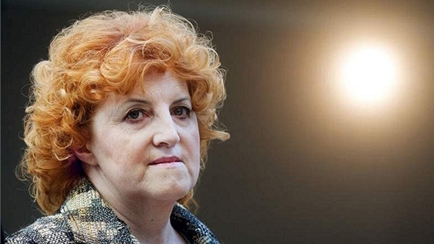 Vlasta Parkanová na tiskové konferenci strany TOP 09 ke kauze nákupu obrn�ných...