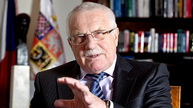 Prezident Václav Klaus p�i rozhovoru pro MF DNES