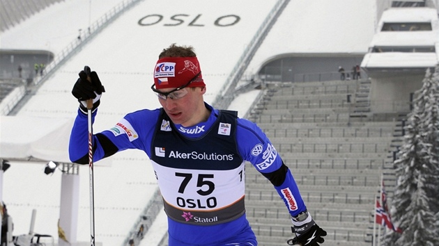 Lukáš Bauer na mistrovství světa v Oslu na trati klasické patnáctky. 