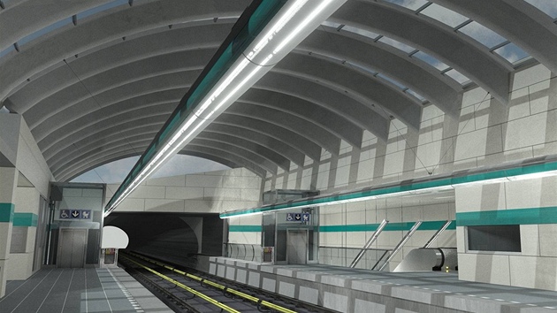 Vizualizace nové stanice Motol, která bude součástí šestikilometrového prodlouženého úseku na trase A