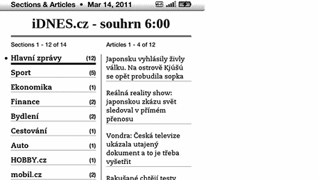 iDNES.cz na tece Kindle
