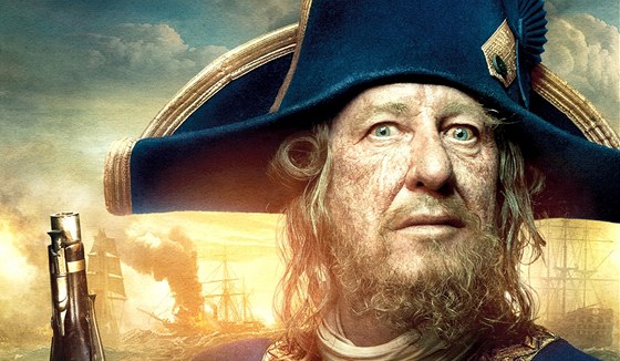 Geoffrey Rush jako Barbossa ve čtvrtém dílu filmu Piráti z Karibiku