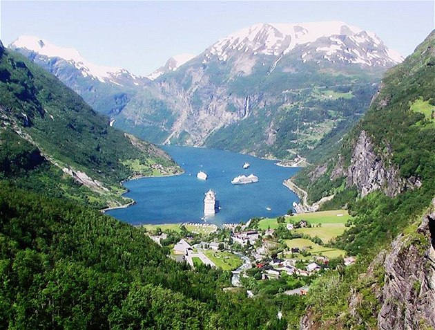 Výhled na  Geiranger fjord, Norsko
