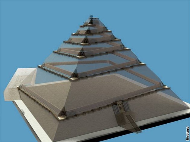 Houdinova teorie stavby Cheopsovy pyramidy ve 3D.