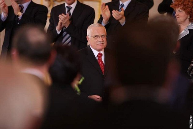 Václav Klaus po svém znovuzvolení prezidentem. (15. února 2008)