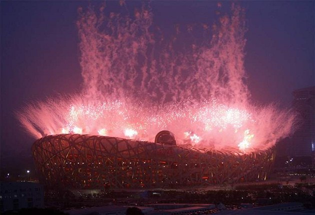 Olympijské hry 2008: Národní stadion v Pekingu bhem generálky