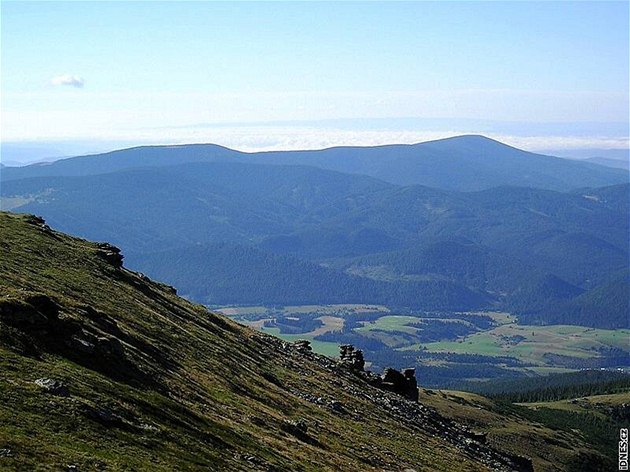 Vysoké Tatry z vrcholu Kráovy hoe.