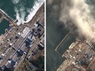 Satelitní snímky z jaderné elektrárny Fukuima 1 (15. bezna 2011)