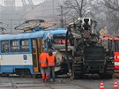 Nehoda mezi tramvají a nákladním vozem v Ostrav.