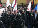 Píznivci Dlnické strany sociální spravedlnosti v Novém Bydov(12.3. 2011)