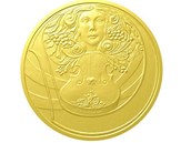 Zlat investin medaile s motivem dvoutiscikorunov bankovky a Emou Destinovou.