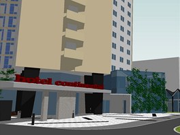 Vizualizace přestavby hotelu Continental v Brně.