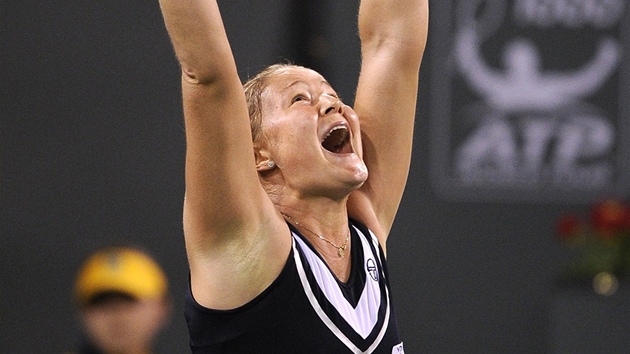 Dinara Safinová se raduje z výhry nad sv�tovou �ty�kou Samanthou Stosurovou