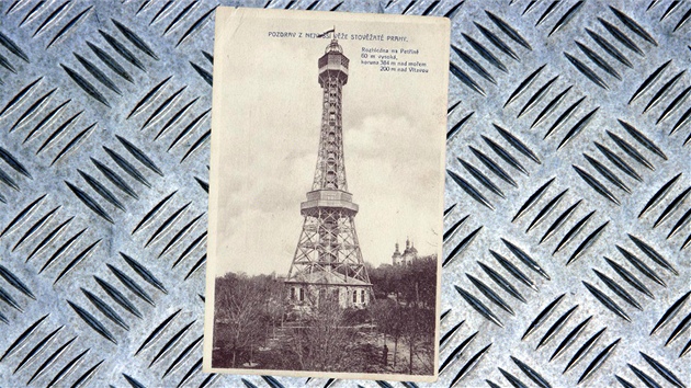 Praská Petínská rozhledna na staré pohlednici.