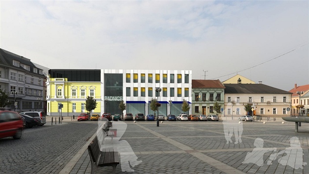 Návrh nové budovy perovské radnice od Milana Domkáe.