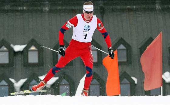 Luká Bauer pi Mistrovství eské republiky  v bhu na lyích.