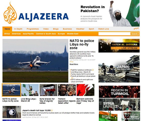 Internetové stránky televize al-Dazíra