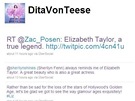 Dita von Teese píe na Twitter o úmrtí Elizabeth Taylorové