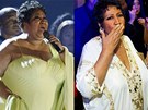 Aretha Franklinová v roce 2008 a dnes 