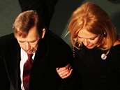 Václav Havel s manželkou Dagmar na slavnostní premiéře filmu Odcházení (Praha,...