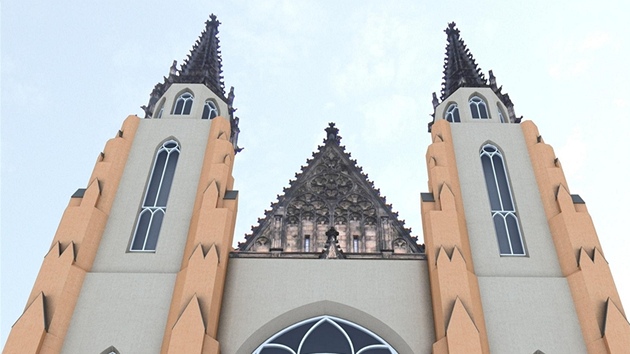 Pohled na zateplený chrám svatého Víta z pr�chodu mezi druhým a t�etím nádvo�ím.