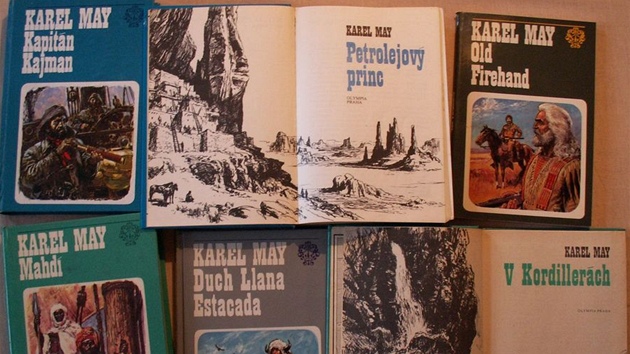 Mayovek, které v jednotné grafické úprav vydávalo v 70. a 80. letech nakladatelství Olympia, ilustroval Gustav Krum 24 svazk.
