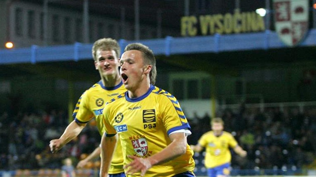 Stanislav Tecl se raduje z jihlavského gólu