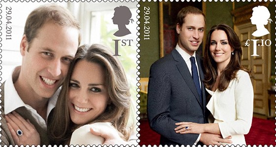 Britská pošta vydala pamětní známky k svatbě prince Williama a Kate...