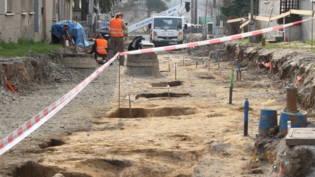 Archeologický przkum na stavb silnice v Kouanské ulici.