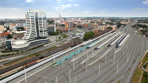Plánovaný vzhled hlavního nádraží po rekonstrukci olomouckého železničního