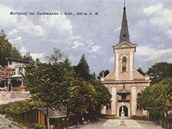 Pvodn kostel Panny Marie Pomocn ve Zlatch Horch, kter zbourali komunist. Po revoluci byl na jeho mst postaven kostel nov.