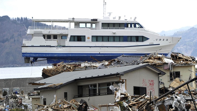 Lo, kterou tsunami odneslo na stechu domu