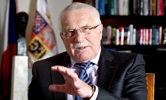 Prezident Václav Klaus pi rozhovoru pro MF DNES.