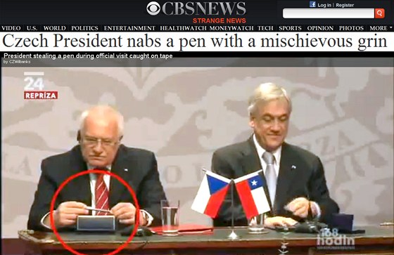 CBS News: Český prezident sebral pero se šibalským úsměvem