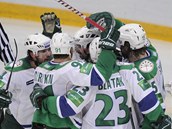Radost hokejist Ufy, novch ampion KHL