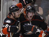 Anaheim slav gl. Se stelcem Coreym Perrym (uprosted) Teemu Selnne a Ryan Getzlaf.