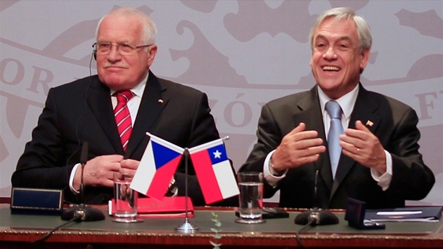 Václav Klaus s chilským prezidentem Sebastiánem Pierou (4. dubna 2011) 