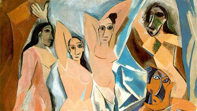 Picass�v obraz Avignonské sle�ny (Les Demoiselles d'Avignon) z roku 1907 je pova�ován za první kubistický obraz.