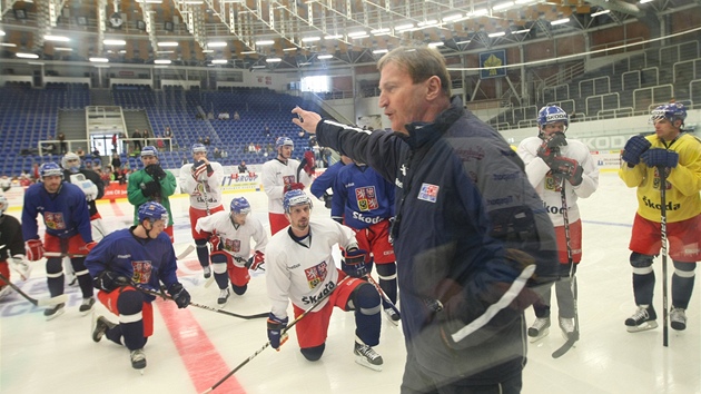 Trénink eských hokejist v Brn.