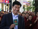 Lobsang Sangay pi volb exilového tibetského premiéra v indické Dharmasale (20. bezna 2011)