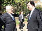 Na oslavu dvacátých narozenin ODS dorazil na ofín i prezident Václav Klaus. (21. dubna 2011)