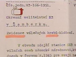 Dokument ekni, kde ti mrtv jsou - evidence vlench hrob