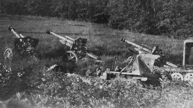 Opuštěná německá dělostřelecká baterie v Krásném Poli