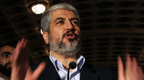 Vdce Hamasu Chálid Mial na tiskové konferenci v Káhie
