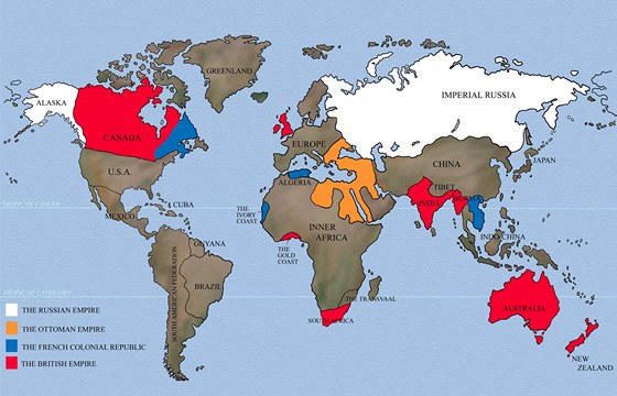 Stav koloniálních impérií v roce 1889