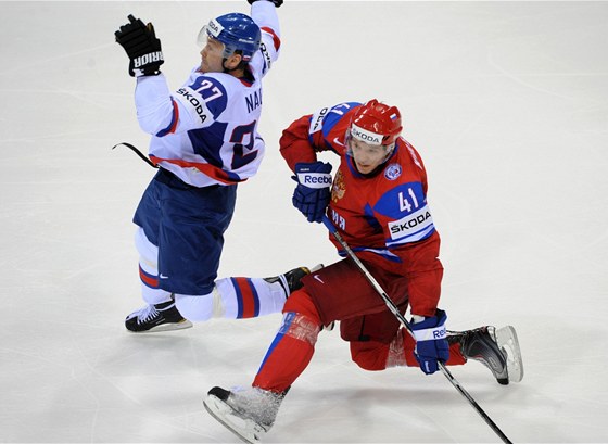 Ladislav Nagy se v zápase s Rusy rval o kadý metr ledu.