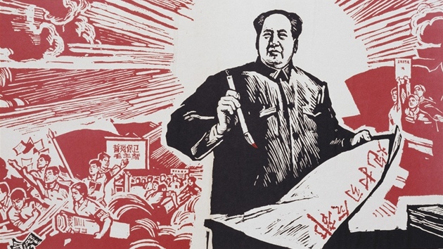 �ínský komunistický diktátor Mao Ce-tung na propagandistickém plakátu