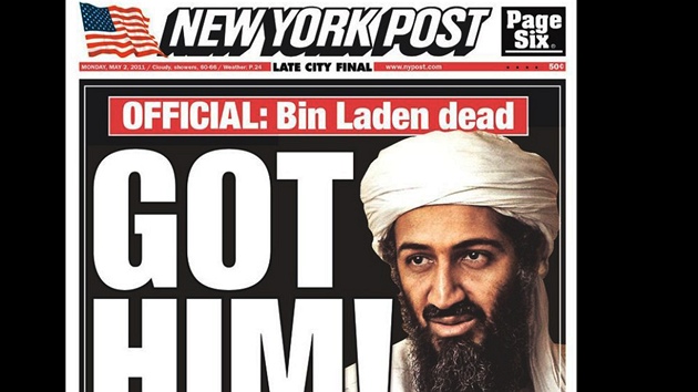 Smrt Usámy bin Ládina na stránkách deníku New York Post